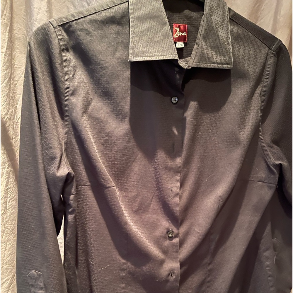 Black, patterned Italian cotton dress shirt